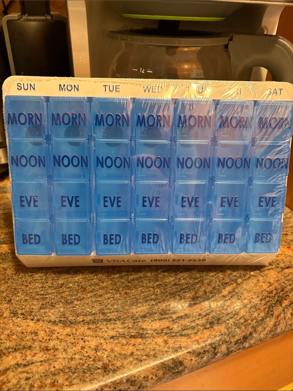 7-Day Blue Weekly Pill Organizer - Morning/Noon/Eve/Bed